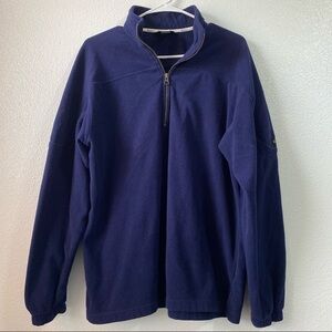90s Woolrich Navy Blue Fleece 1/4 Quarter Zip Pullover Sweatshirt Sweater Mens M